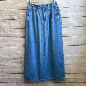 VINTAGE RUFF HEWN MODEST DENIM MAXI SKIRT